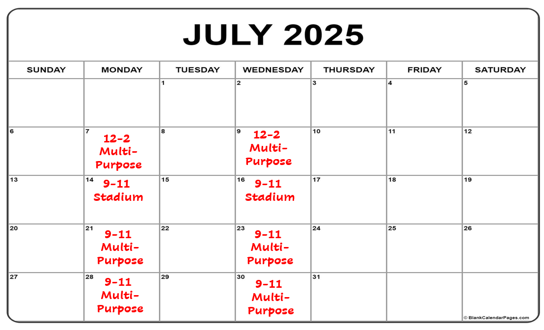 July 2024 Workout Calendar